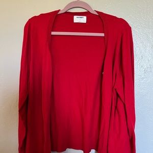 Red cardigan
